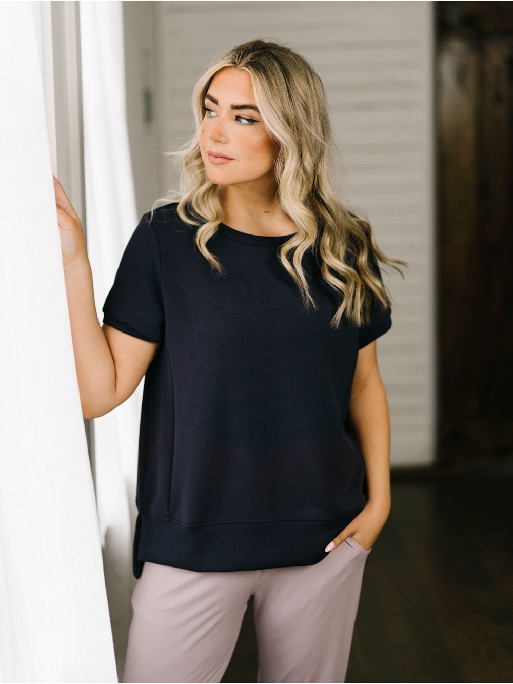 Cool Charcoal Banded Georgette Top